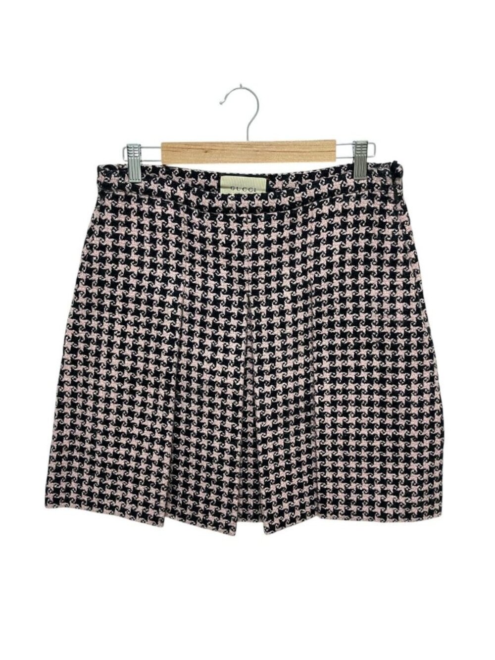 Gucci Box Pleated Tweed Skirt Pink Black Spring Summer Fall Winter 44